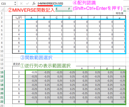 Excelでの逆行列