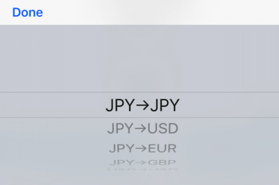 割り勘元と割り勘後の通貨を選択できます。 通貨としては日本円、米ドル、ユーロ、ポンドが扱えます。